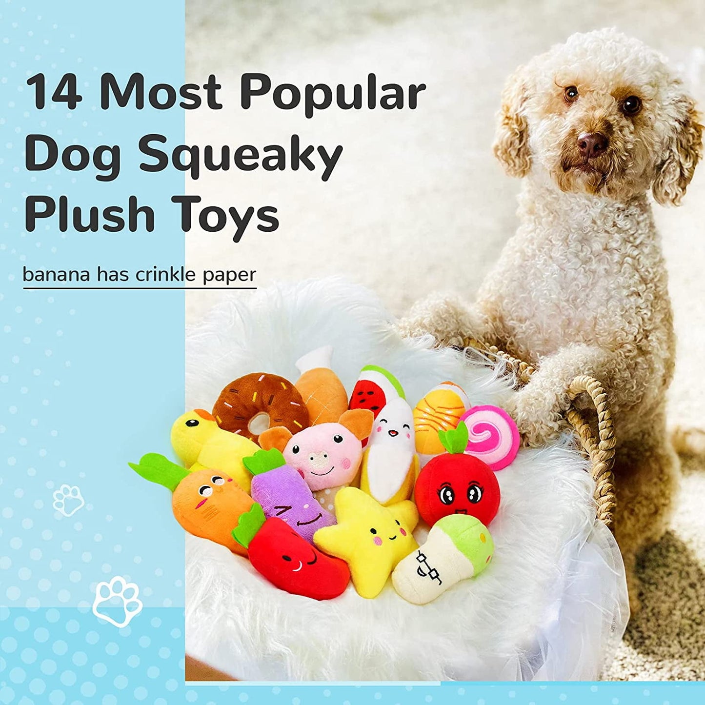 14 Adorable Squeaky Plush Dog Toys for Small & Medium Puppies - Perfect Birthday Gift!