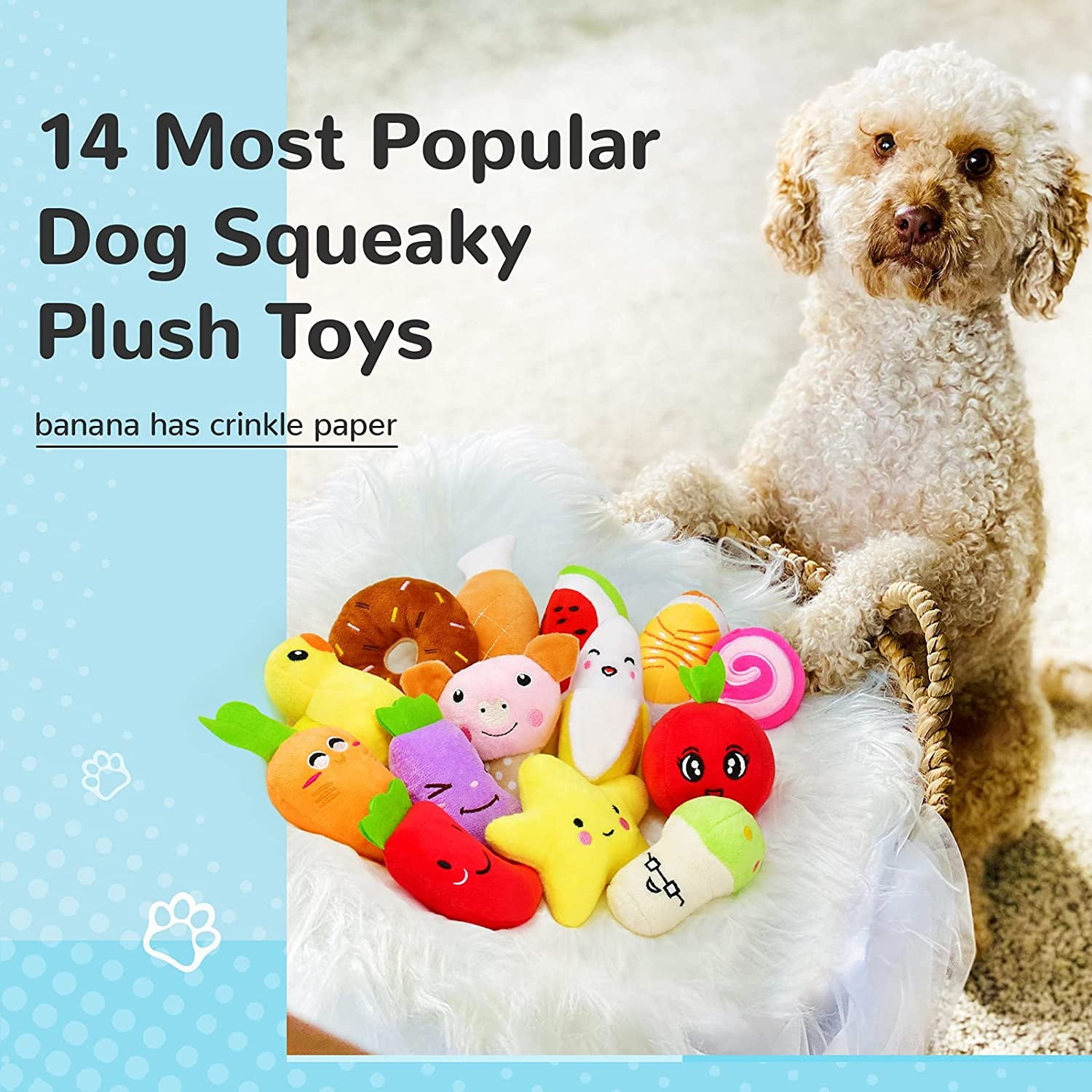 14 Adorable Squeaky Plush Dog Toys for Small & Medium Puppies - Perfect Birthday Gift!
