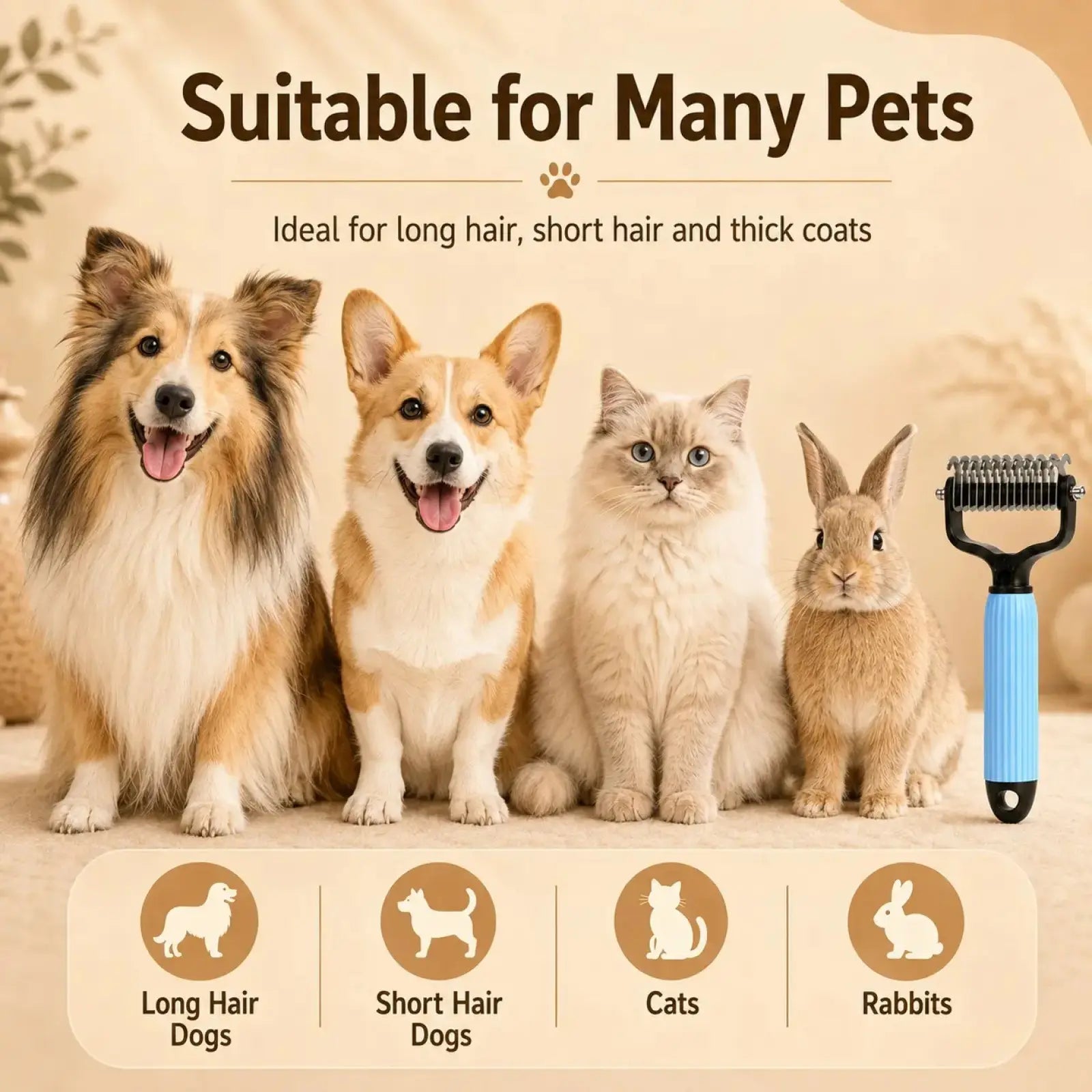 Ultimate Pet Detangling Comb for Dogs and Cats - Stainless Steel Grooming Tool for Effortless Shedding, Tangles, and Daily Coat Care
