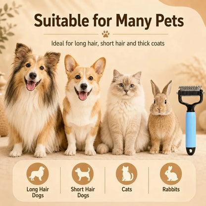 Ultimate Pet Detangling Comb for Dogs and Cats - Stainless Steel Grooming Tool for Effortless Shedding, Tangles, and Daily Coat Care