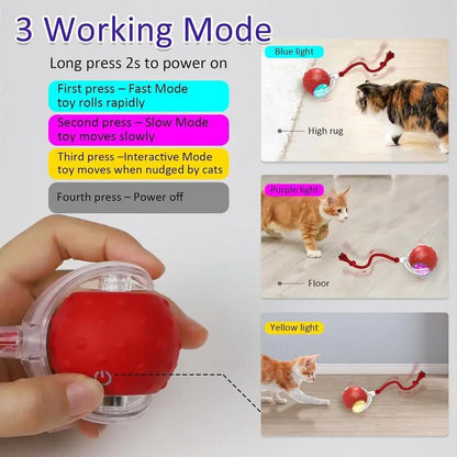 Engaging Interactive Automatic Cat Toy Ball - Fast Rolling & Chirping for Indoor Fun!