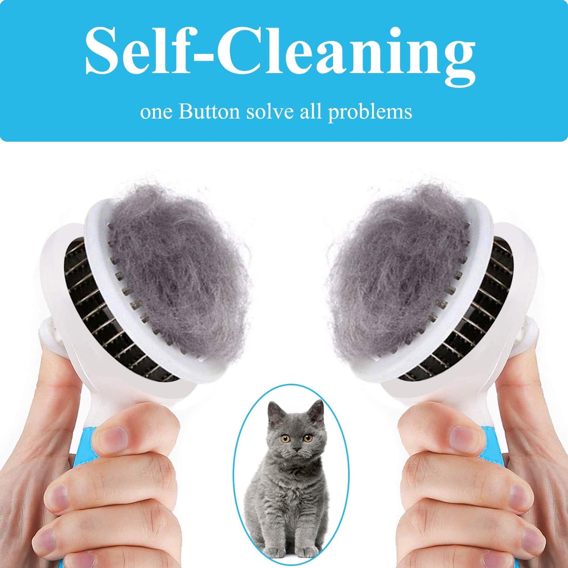 Ultimate Self-Cleaning Cat and Dog Grooming Brush - Effortlessly Removes Undercoat, Mats, and Loose Hair for All Coat Types