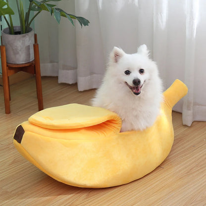 Cozy Banana Cat Bed House - Adorable Plush Mat for Small Pets, Perfect for Kittens and Squirrels!