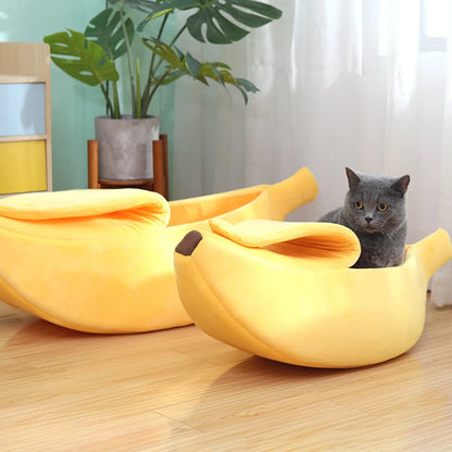 Cozy Banana Cat Bed House - Adorable Plush Mat for Small Pets, Perfect for Kittens and Squirrels!