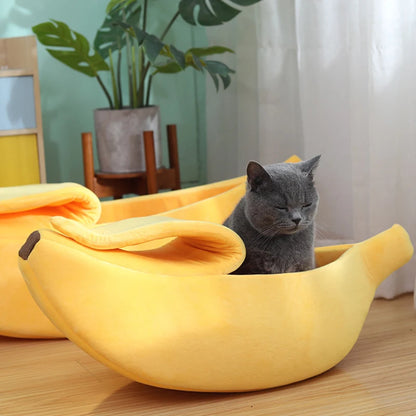 Cozy Banana Cat Bed House - Adorable Plush Mat for Small Pets, Perfect for Kittens and Squirrels!