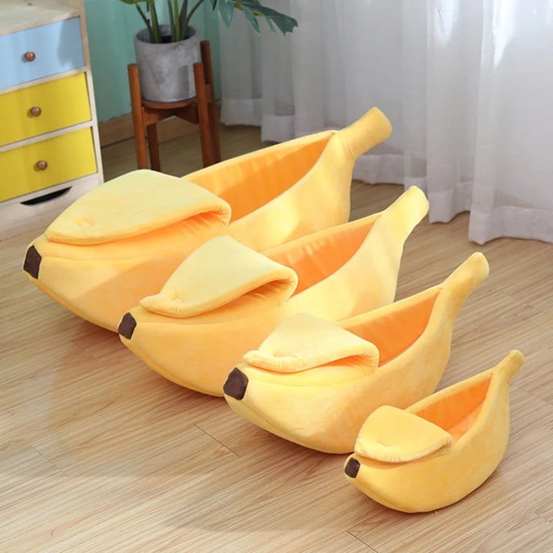 Cozy Banana Cat Bed House - Adorable Plush Mat for Small Pets, Perfect for Kittens and Squirrels!