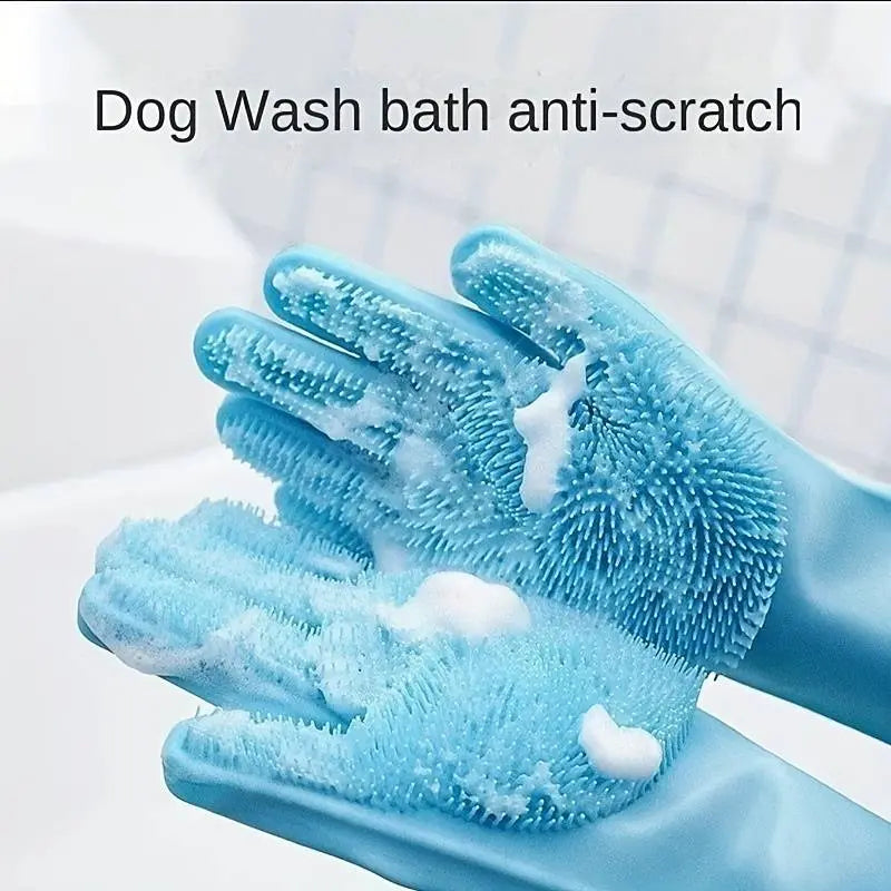 Transform Bath Time with the 2-in-1 Silicone Pet Bath Massage Gloves – Perfect Grooming Accessory for Dogs & Cats!