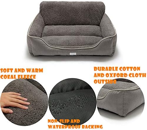Cozy Rectangular Dog Bed for All Breeds - Washable, Anti-Slip Design in Stylish Grey