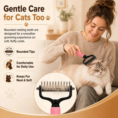 Ultimate Pet Detangling Comb for Dogs and Cats - Stainless Steel Grooming Tool for Effortless Shedding, Tangles, and Daily Coat Care
