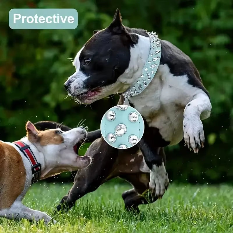 Stylish Adjustable PU Leather Dog Collar with Punk Rivets - Perfect for Small Dogs and Cats