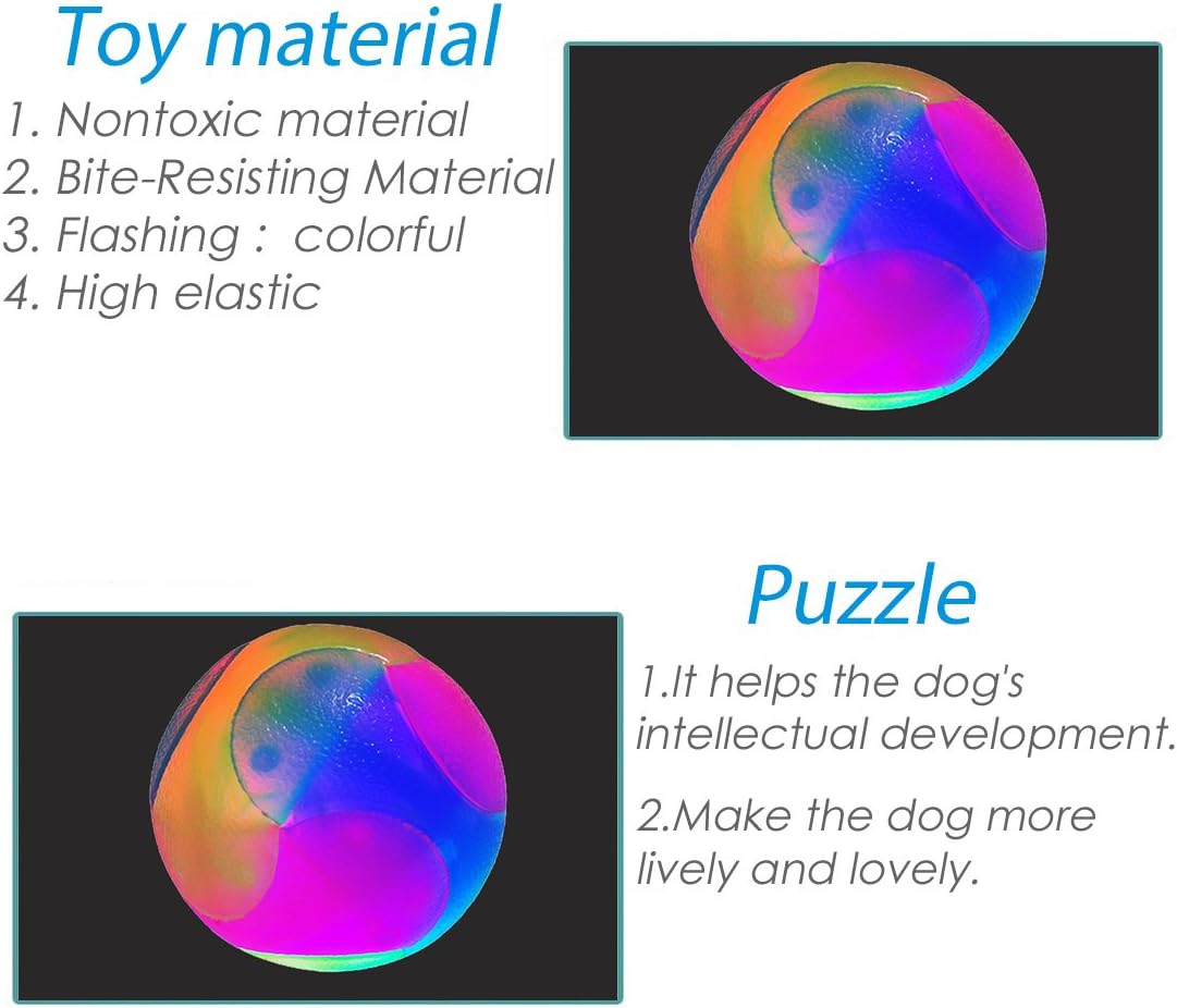 Set of 2 Illuminated Dog Balls - LED Glow-in-the-Dark and Flashing Elastic Pet Toys for Puppies, Cats, and Dogs