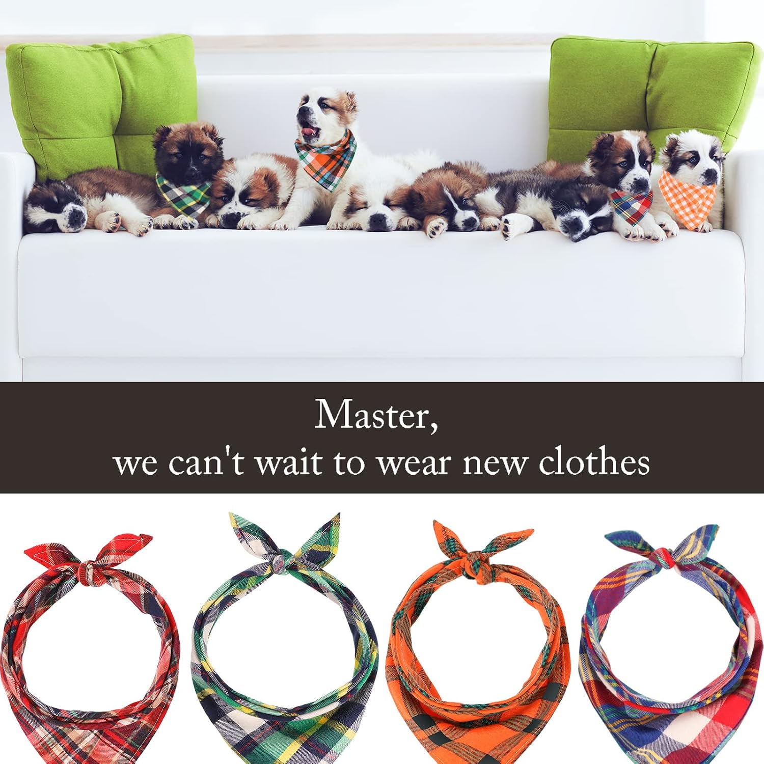 Festive 12-Piece Dog Bandana Set - Stylish Plaid Pet Scarves for Christmas and Thanksgiving - Adjustable & Washable for Medium Dogs and Cats