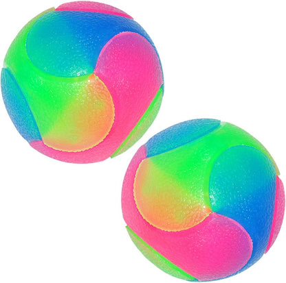 Set of 2 Illuminated Dog Balls - LED Glow-in-the-Dark and Flashing Elastic Pet Toys for Puppies, Cats, and Dogs