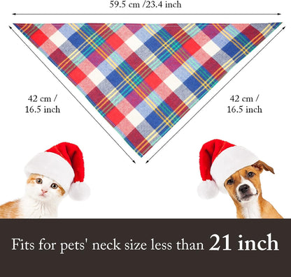 Festive 12-Piece Dog Bandana Set - Stylish Plaid Pet Scarves for Christmas and Thanksgiving - Adjustable & Washable for Medium Dogs and Cats