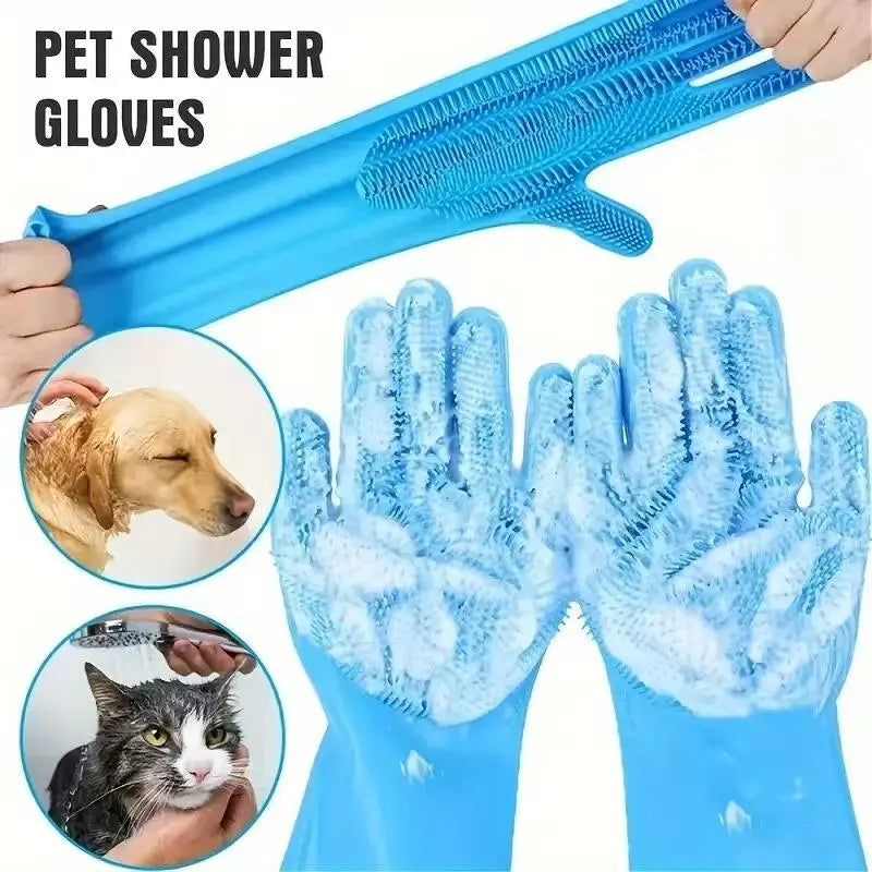 Transform Bath Time with the 2-in-1 Silicone Pet Bath Massage Gloves – Perfect Grooming Accessory for Dogs & Cats!