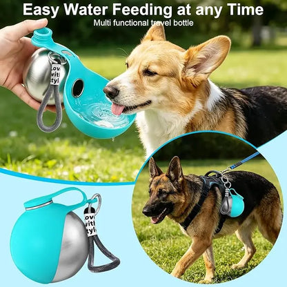Ultimate 2-In-1 Portable Dog Water Bottle & Bowl - 10Oz Stainless Steel Travel Dispenser with No-Spill Design for Outdoor Adventures
