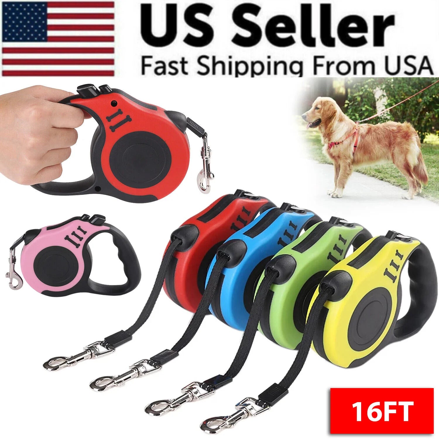 Experience Ultimate Freedom with Our 16.5FT Automatic Retractable Dog Leash - Perfect for Active Pets!