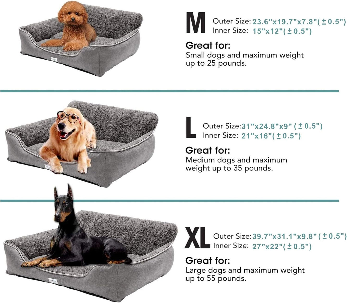 Cozy Rectangular Dog Bed for All Breeds - Washable, Anti-Slip Design in Stylish Grey