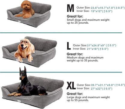 Cozy Rectangular Dog Bed for All Breeds - Washable, Anti-Slip Design in Stylish Grey