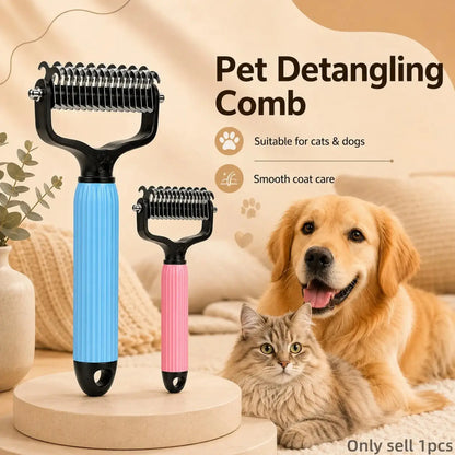 Ultimate Pet Detangling Comb for Dogs and Cats - Stainless Steel Grooming Tool for Effortless Shedding, Tangles, and Daily Coat Care
