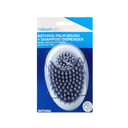 Ultimate Bathing Palm Brush with Shampoo Dispenser for Dogs and Cats - Effortless Grooming Tool!