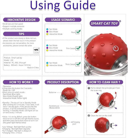 Engaging Interactive Automatic Cat Toy Ball - Fast Rolling & Chirping for Indoor Fun!