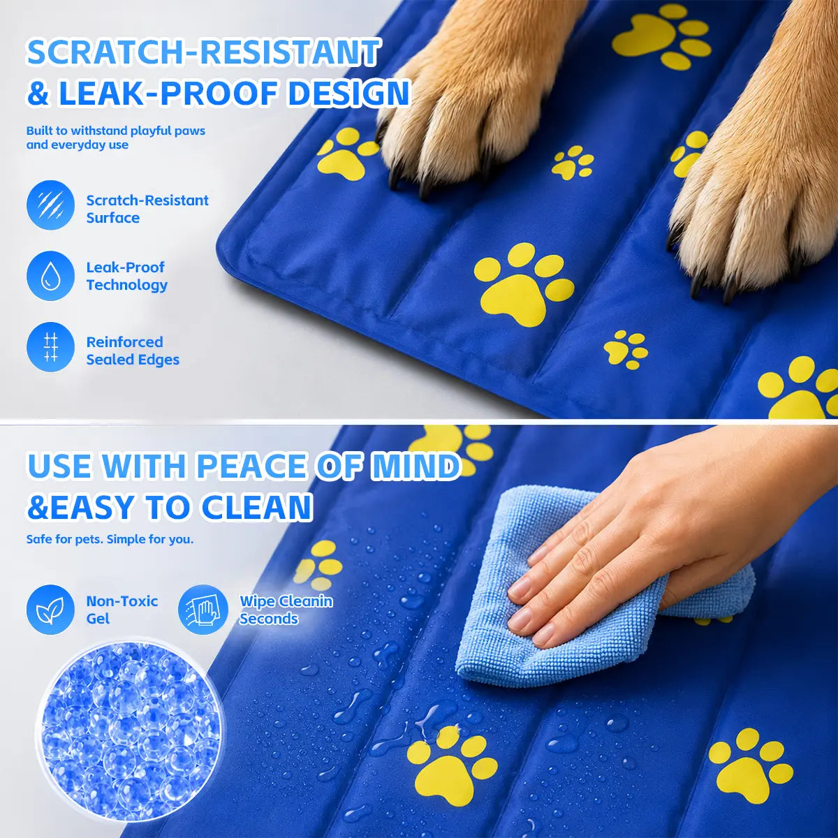 Chill Out This Summer with Our Non-Toxic Self-Cooling Gel Pet Mat for Dogs & Cats - Easy to Clean and Perfect for Home or Travel!