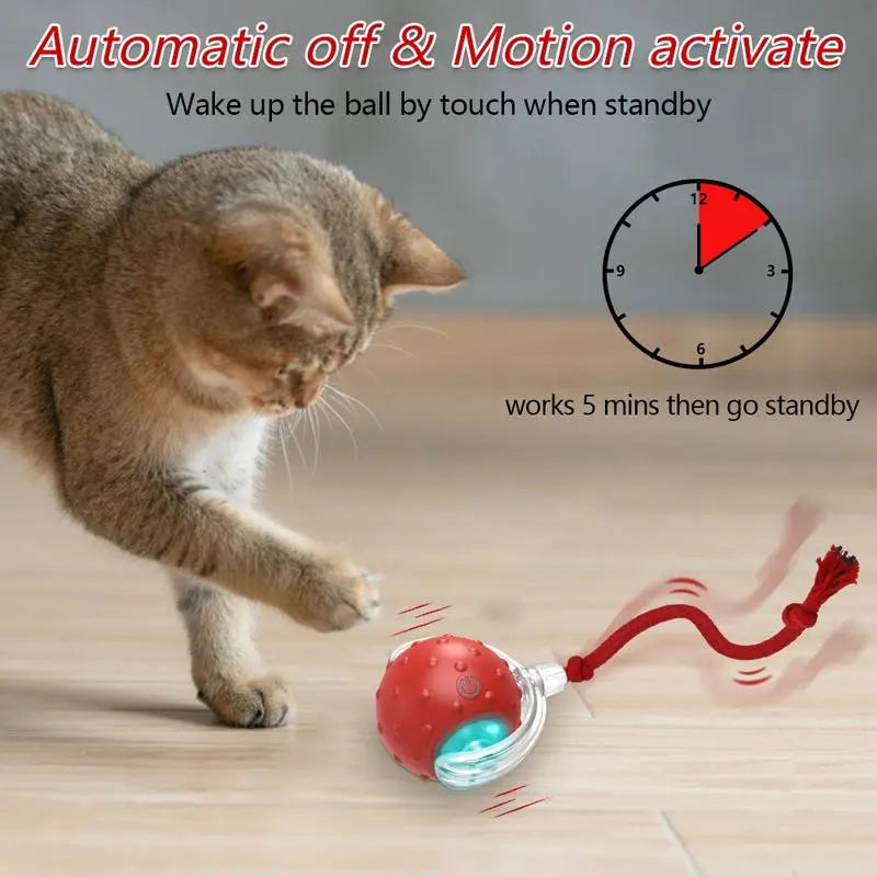 Engaging Interactive Automatic Cat Toy Ball - Fast Rolling & Chirping for Indoor Fun!