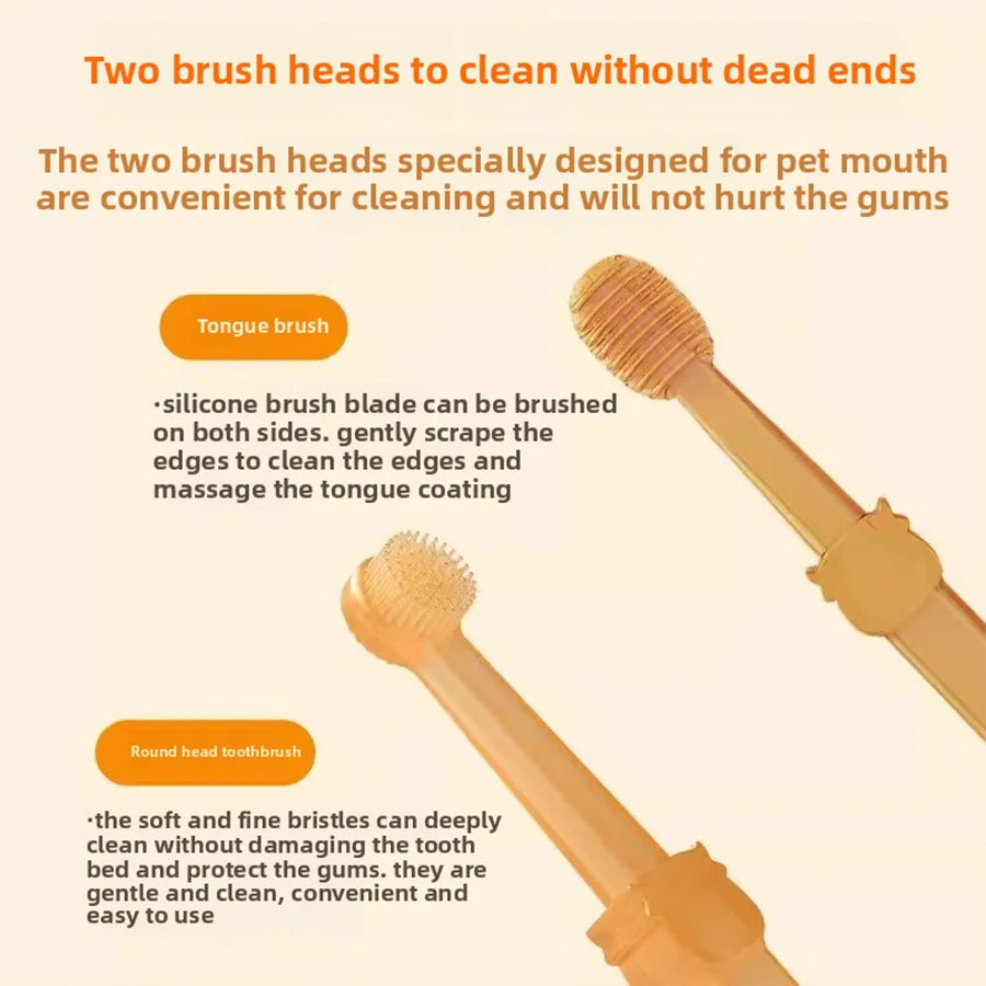 Revolutionize Your Pet's Oral Hygiene with Our 2Pcs Silicone Toothbrush Set - Soft, Multi-Angle Cleaning & Tongue Scraper for Dogs and Cats!