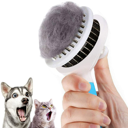 Ultimate Self-Cleaning Cat and Dog Grooming Brush - Effortlessly Removes Undercoat, Mats, and Loose Hair for All Coat Types