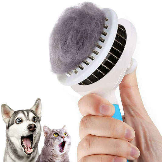 Ultimate Self-Cleaning Cat and Dog Grooming Brush - Effortlessly Removes Undercoat, Mats, and Loose Hair for All Coat Types