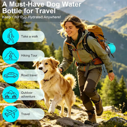 Ultimate 2-In-1 Portable Dog Water Bottle & Bowl - 10Oz Stainless Steel Travel Dispenser with No-Spill Design for Outdoor Adventures