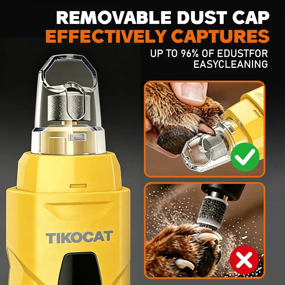 TIKOCAT Ultra Quiet Pet Nail Grinder - Rechargeable Grooming Tool with LED Lights for Safe and Stress-Free Trimming for All Breeds & Sizes