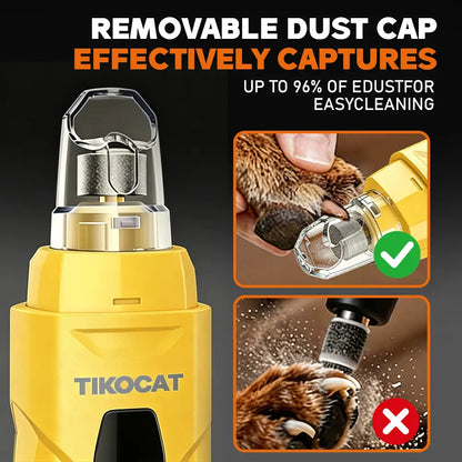 TIKOCAT Ultra Quiet Pet Nail Grinder - Rechargeable Grooming Tool with LED Lights for Safe and Stress-Free Trimming for All Breeds & Sizes