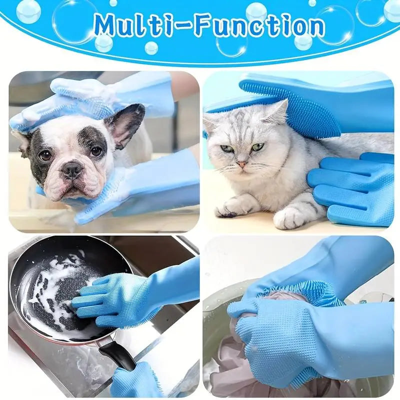 Transform Bath Time with the 2-in-1 Silicone Pet Bath Massage Gloves – Perfect Grooming Accessory for Dogs & Cats!