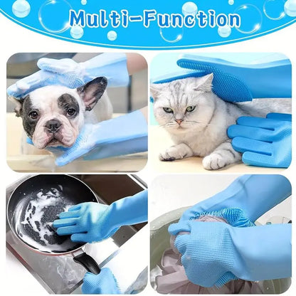 Transform Bath Time with the 2-in-1 Silicone Pet Bath Massage Gloves – Perfect Grooming Accessory for Dogs & Cats!
