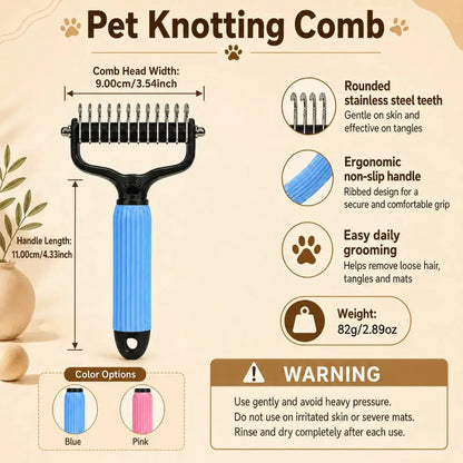 Ultimate Pet Detangling Comb for Dogs and Cats - Stainless Steel Grooming Tool for Effortless Shedding, Tangles, and Daily Coat Care