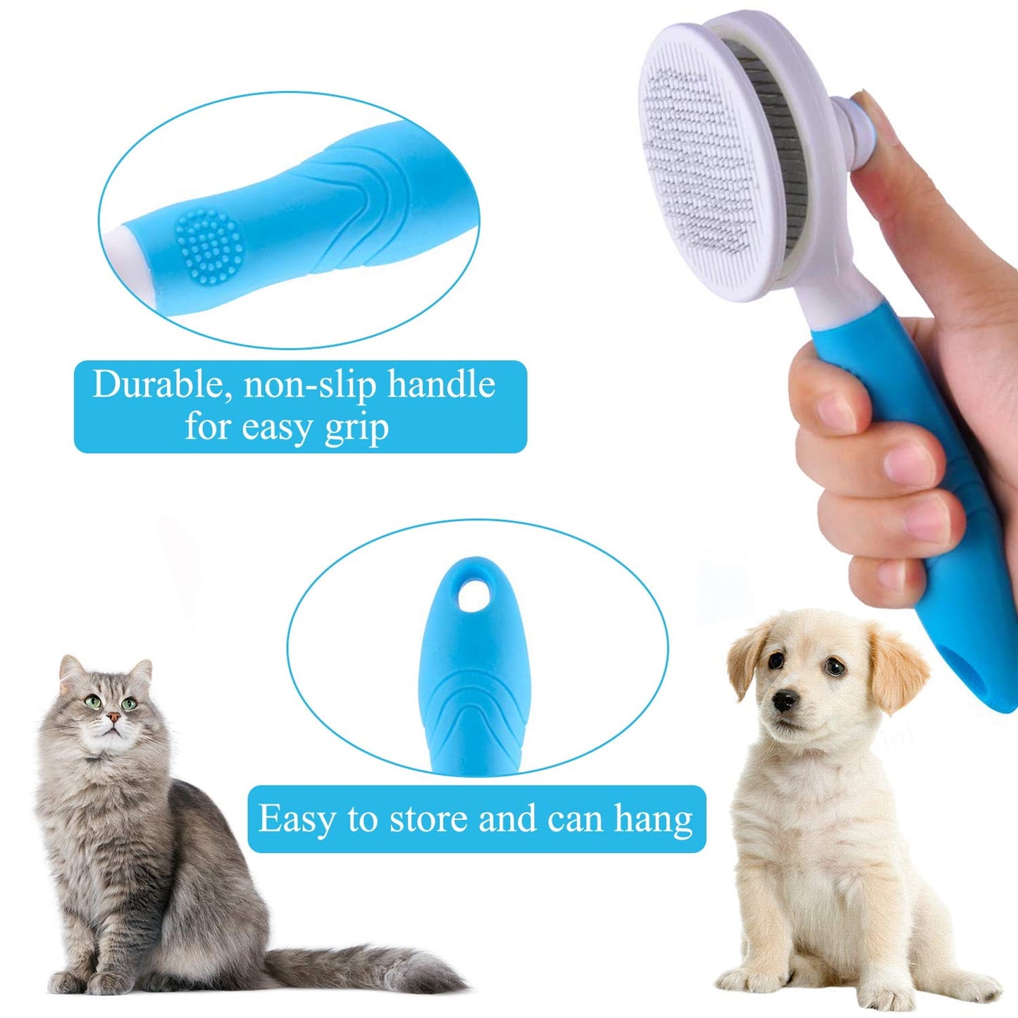 Ultimate Self-Cleaning Cat and Dog Grooming Brush - Effortlessly Removes Undercoat, Mats, and Loose Hair for All Coat Types