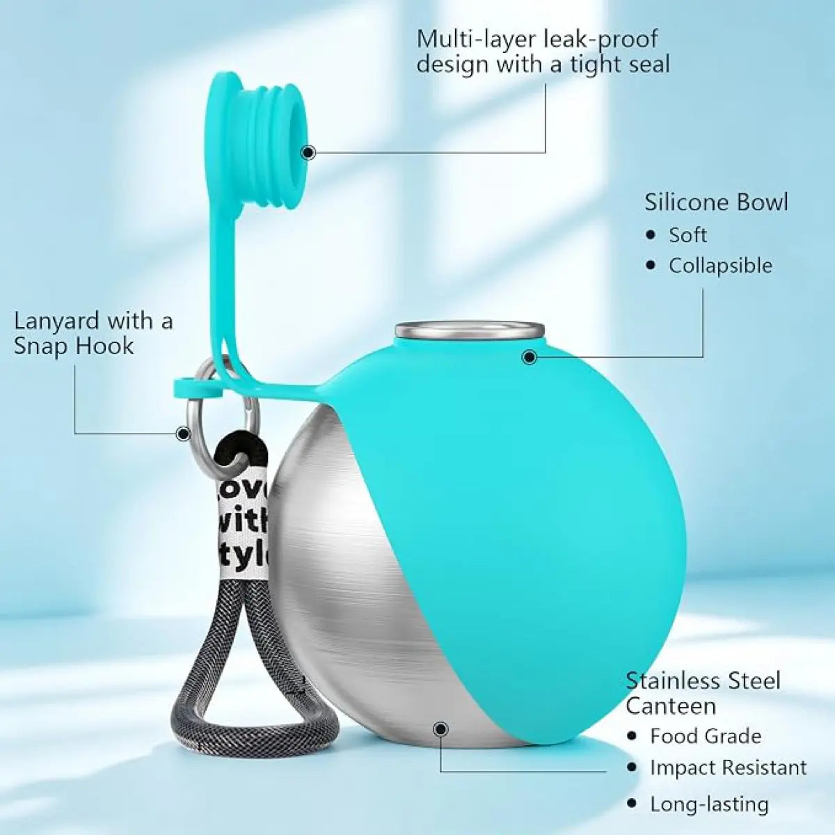 Ultimate 2-In-1 Portable Dog Water Bottle & Bowl - 10Oz Stainless Steel Travel Dispenser with No-Spill Design for Outdoor Adventures