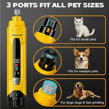 TIKOCAT Ultra Quiet Pet Nail Grinder - Rechargeable Grooming Tool with LED Lights for Safe and Stress-Free Trimming for All Breeds & Sizes