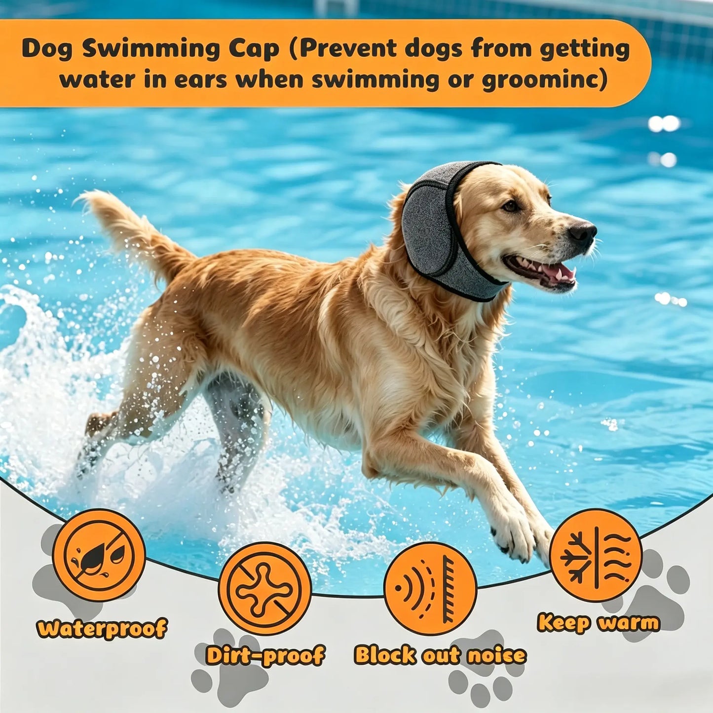 Ultimate Noise Cancelling Ear Wrap for Dogs - Comfortable Protection from Fireworks, Thunder, and Vacuums - Adjustable Calming Hoodie for Grooming, Bathing & Swimming - Perfect Gift for Your Furry Friend