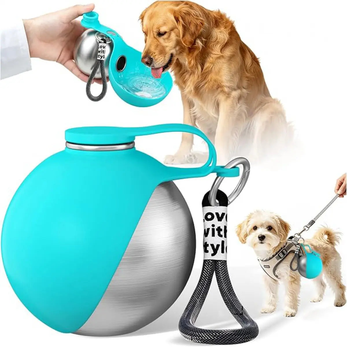 Ultimate 2-In-1 Portable Dog Water Bottle & Bowl - 10Oz Stainless Steel Travel Dispenser with No-Spill Design for Outdoor Adventures