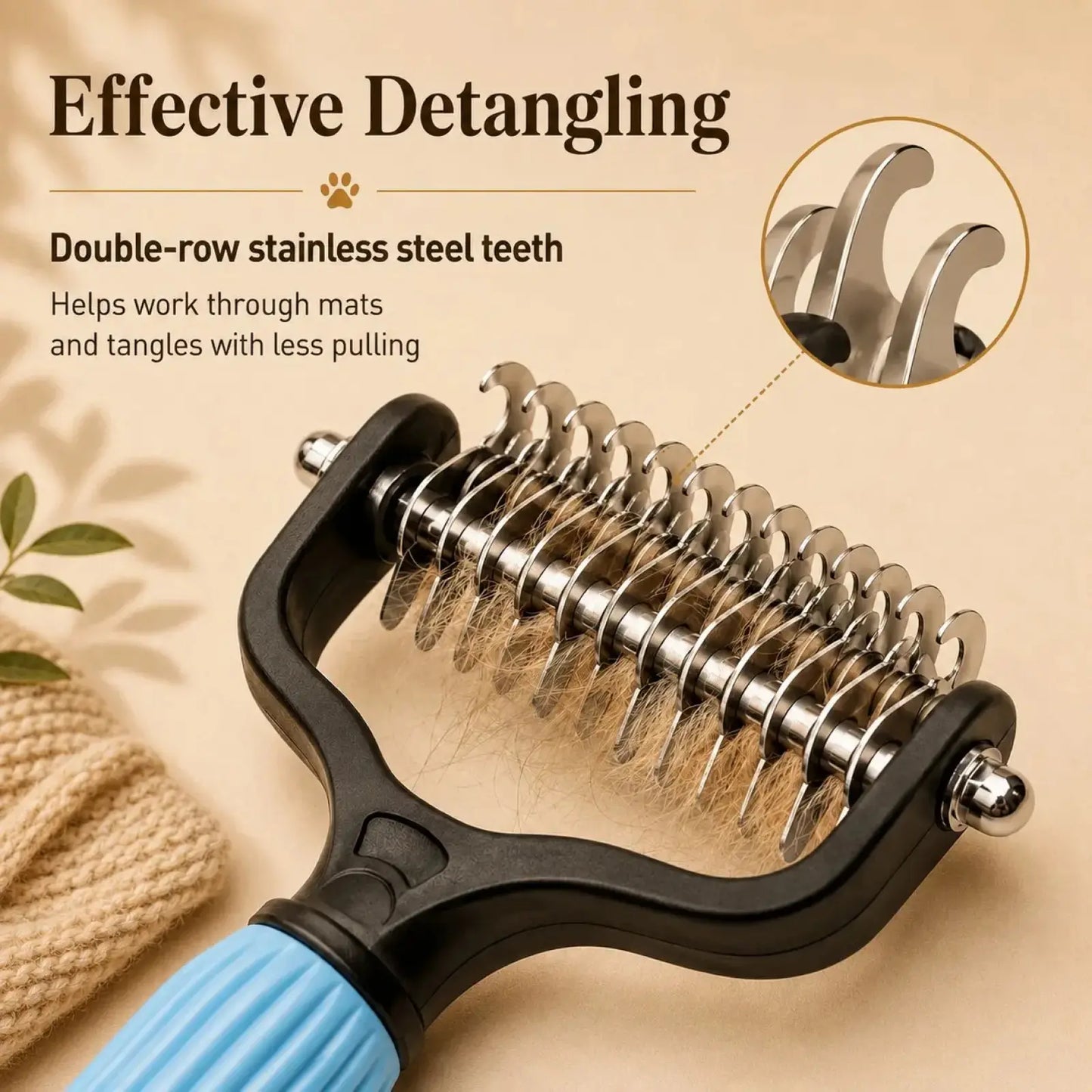 Ultimate Pet Detangling Comb for Dogs and Cats - Stainless Steel Grooming Tool for Effortless Shedding, Tangles, and Daily Coat Care